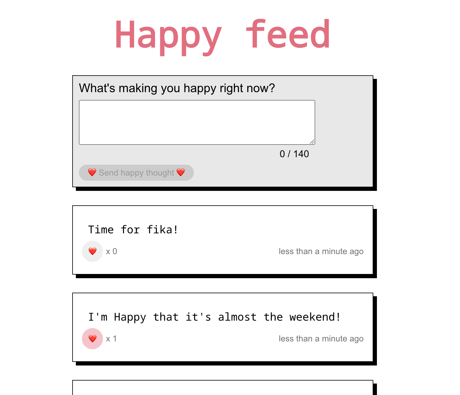 Picture of happy thoughts project